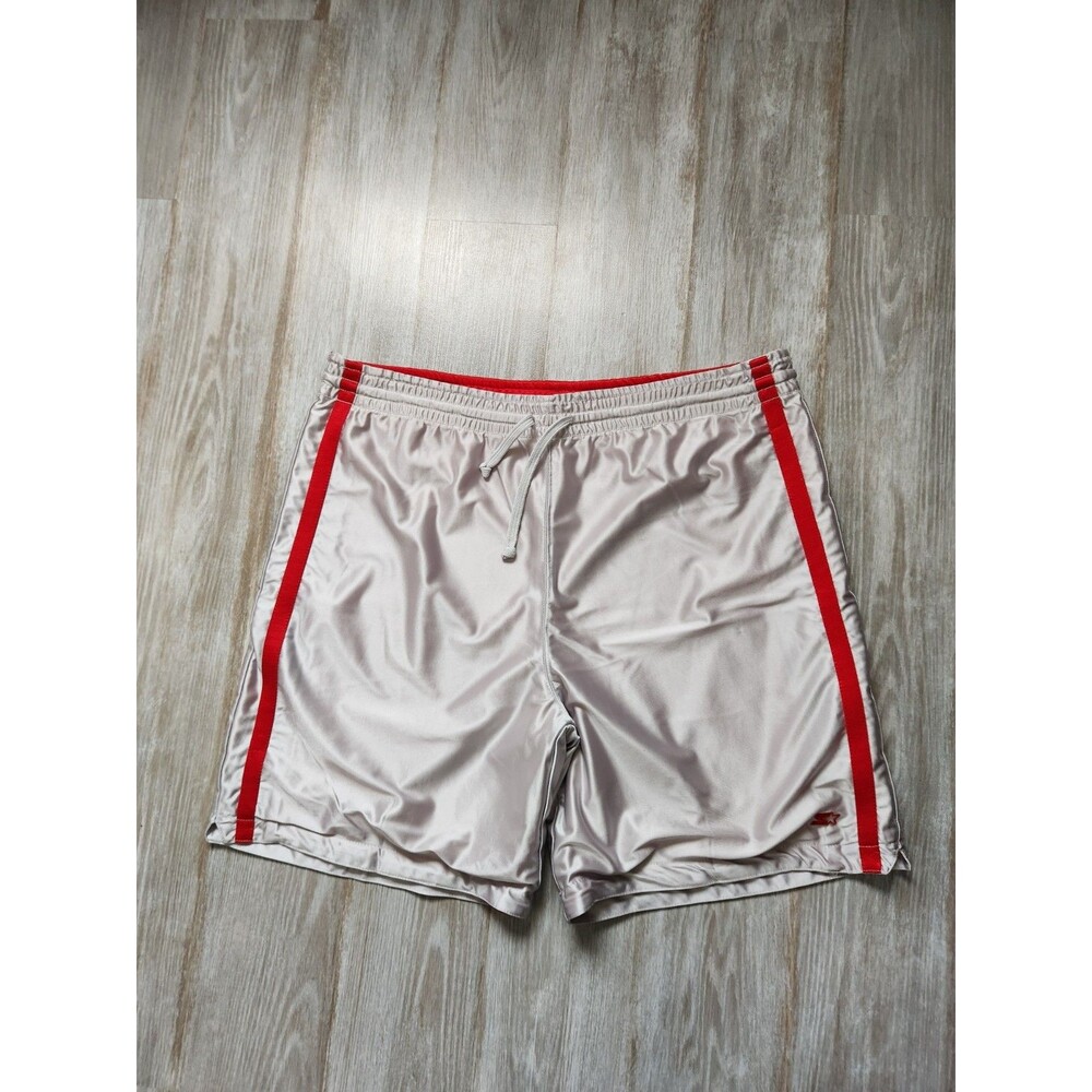 Starter Athletic Basketball Shorts Reversible Red Silver Elastic Waist Sz 40x8.5